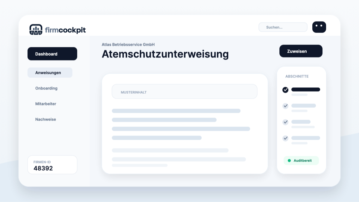 FirmCockpit Blogbild: Atemschutzunterweisung: Auswahl, Nutzung und Pflege