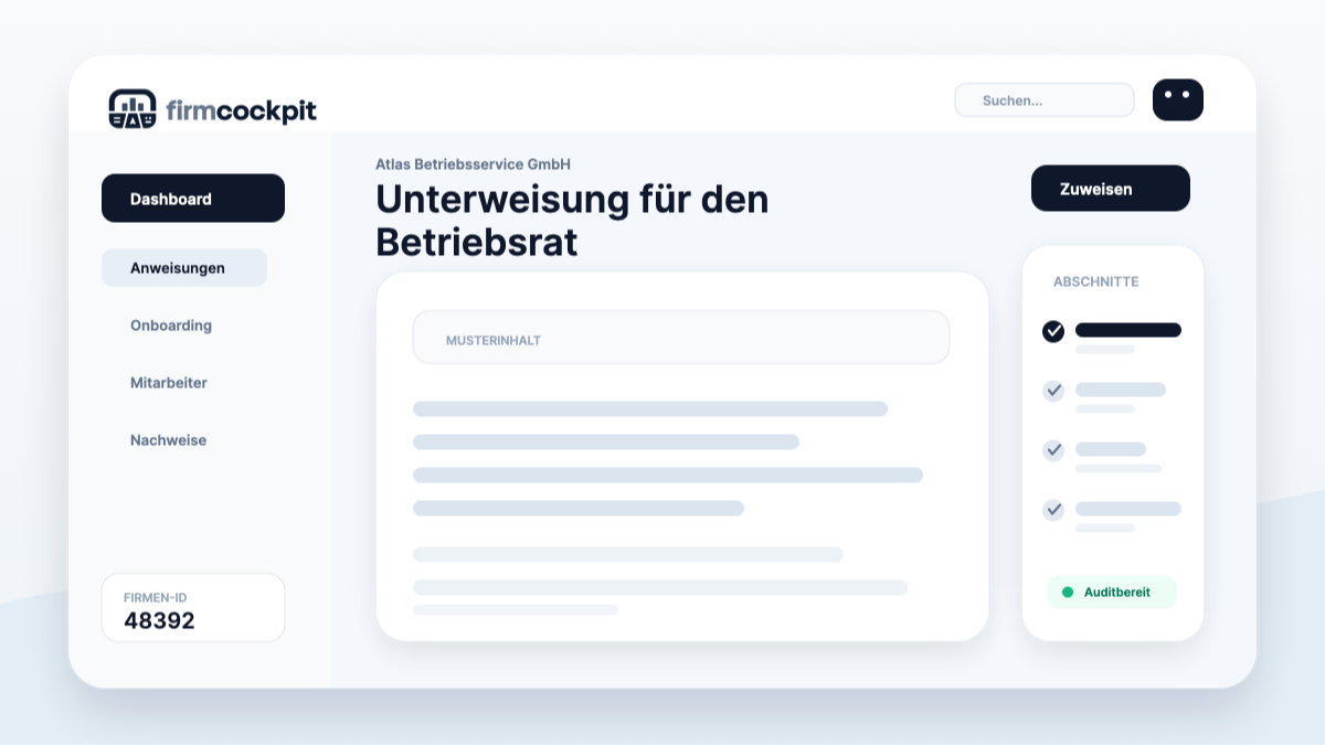 FirmCockpit Blogbild: Unterweisung für den Betriebsrat: Rolle, Datenschutz und Arbeitsschutz