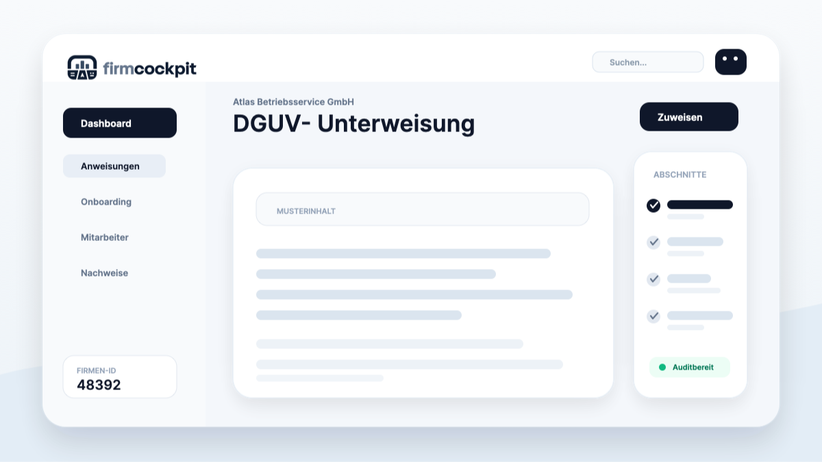 FirmCockpit Blogbild: DGUV-Unterweisung: was Betriebe dokumentieren sollten