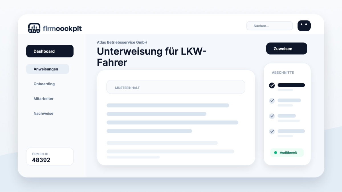 FirmCockpit Blogbild: Unterweisung für LKW-Fahrer: Sicherheit, Ladung und Verhalten unterwegs