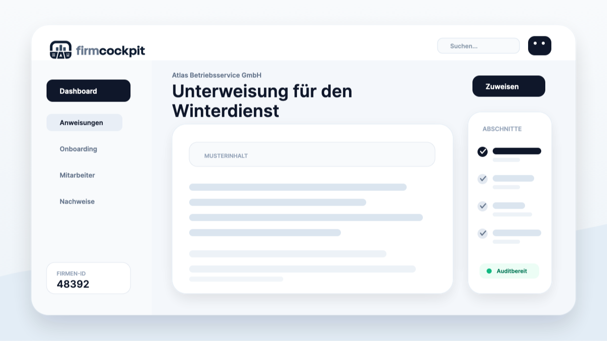 FirmCockpit Blogbild: Unterweisung für den Winterdienst: Sicher arbeiten bei Eis und Schnee
